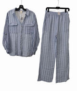 Passport Pajama Set 100% Cotton Gauze Womens Large Blue Long Sleeve Pants #O3-3 Photo 0