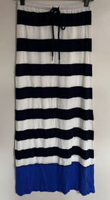 Aeropostale Navy White Striped Maxi‎ Skirt Blue Colorblock Hem Size Small Y2K Photo 0