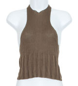 NWT Free People Cropped Tank Top Ribbed Racerback Y2K 90s Minimalist Brown Small Photo 0