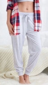 Aerie Light Gray Crushed Velvet Joggers Womens XS Lounge Pants Soft‎ Ribbed Photo 0