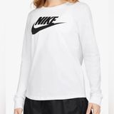 NWT Nike Women’s White Long Sleeve Spellout Tee T-Shirt Size‎ Medium Photo 0