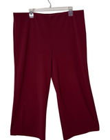 Loft Wide Leg Pull On Crop Stretch Pants Womens XL Burgundy Casual Office Photo 0
