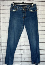 Seven7 Blue Straight Leg Jeans Classic Style Light Distressed SZ 4 Y2K Mid Rise Photo 0