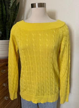 Vintage‎ Lauren Ralph Lauren Yellow Cable Knit Sweater Preppy Boat Neck Knit Photo 0