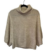 Poof Excellence Chunky Knit Turtleneck Sweater‎ Large Beige Dolman Sleeve Cozy Photo 0