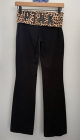 PINK VS XS Leopard Print Foldover Yoga Pants Black Bootcut Y2K 2013 Tumblr Photo 0