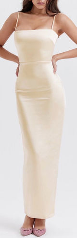 NWOT HOUSE OF CB Costanza vintage cream satin Maxi Dress sz S Photo 0