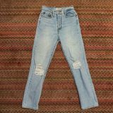 Levis Wedgie Straight Button Fly Ripped Knee Medium Wash Jeans Photo 0