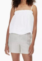 Aritzia Wilfred Vermeer Linen Babydoll Camisole White Ruffle Tank Top L Photo 0