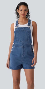 HALARA Flex Rolled Hem Washed Denim Casual Short Overalls Size XL - C45-061 Photo 0