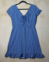 Hollister California Blue White Stripe Stretch Dress Size‎ Large Photo 0