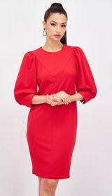 Calvin Klein Puff Sleeve Sheath Dress 3/4 Long‎ Sleeves Red NEW Size 2 Photo 0