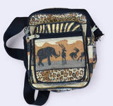 Safari African Jungle Animal Crossbody Messenger Belt Fanny Pack Bag Purse Travel Tapestry Brown Black Zip #Boho #Western #Festival #Rave #Hippie Giraffe Elephant Deer Antelope Measurement in pics Photo 0