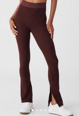 ALO Yoga Rib-Knit Split-Hem Track Pants in Deep Chocolate Photo 0