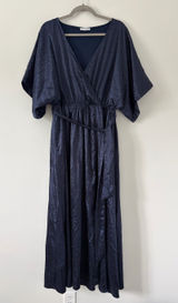 Baltic Born Savannah Print Navy Blue Kimono Animal Print Embossed Maxi Dress XXL Photo 0