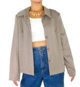 Topy 1990s VIntage Taupe Tan Blazer Jacket Neutral Oversized Large Photo 0