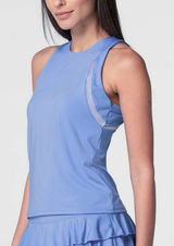 Lucky In Love Linen High Neck Action Tank Women L Peri Blue Tennis Pickleball Photo 0