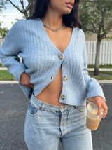 Blue V-Neck Cardigan Photo 0