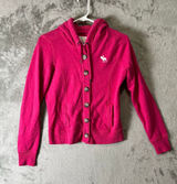 Vintage Y2K Abercrombie & Fitch Button Front Hoodie Jacket Moose Logo Preppy Med Photo 0