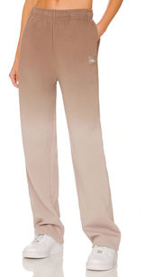 Alo High Rise Straight Leg Ombre Sweatpants in Gravel Sandstorm Brown XS Photo 0