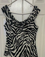 White House Black Market White and Black Logo Trim Shell Photo 0