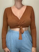 Indigo Luna Agni Wrap Top Medium Plant Viscose Yoga Ballet Boho Brown Photo 0