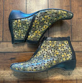 Pikolinos Floral Leather Ankle Booties Green Comfort Shoes EU 38 Photo 0