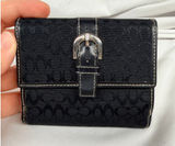 Coach Black Signature Jacquard Leather Tri-fold Buckle Wallet Vintage Y2K Photo 0