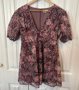 Altar'd State Burgundy Eyelet Floral Dress Size Large Photo 0
