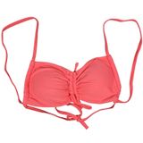 Aerie Bandeau Bikini Top Coral‎ Pink Ruched Tie Front Adjustable Straps Size S Photo 0