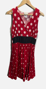 Disney Parks Dress Womens S Red Polka Dot Minnie‎ Mouse Smocked Fit Flare Cotton Photo 0