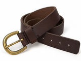 Brown Leather Belt Gold Brass Buckle Womens Medium Classic Western Target Preppy Photo 0
