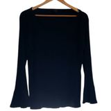 J. CREW Black Trumpet Bell Cuff Boat Neck Ribbed Knit Shirt Top - Size Large Photo 0