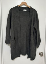 In Loom | Woman's Dark Green Cozy Waffle Knit Oversized‎ Cardigan Sweater, S/M Photo 0