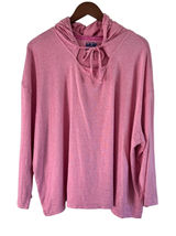 MUK LUKS Hoodie Pullover Top Keyhole Drawstring Pink Comfy Athleisure‎ 2X Photo 0