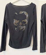 Zadig and Voltaire Tunisien Camo Skull Henley Top Size Small Rock and Roll Edgy Photo 0