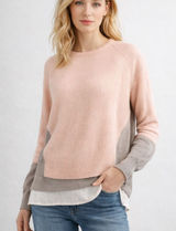 Marc by Marc Jacobs Cashmere Colorblock Sweater Pink Gray Silk Hem M Photo 0