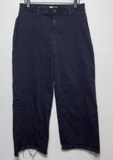 Avec Les Filles Women Colette Pants 28" Black Distressed Raw Hem Wide‎ Leg Crop Photo 0