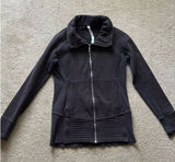 Lululemon Radiant Jacket II Black Women’s Thumb Holes Cowl Neck Zip 8 Photo 0