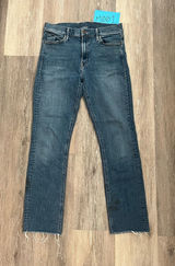 MOTHER Straight Leg Jeans Womens Size 30 Medium Wash High Rise Raw Hem Stretch Photo 0