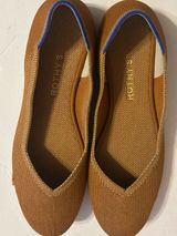 Rothy's Brown Knit Ballet Flats with Blue Trim Photo 0