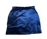 La Clef Blue Velvet Mini Skirt Size Large – Soft Stretchy Slit Front Party Skirt Photo 0