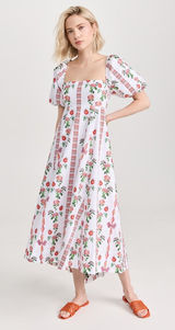 Hill House‎ Matilda Midi Dress Small Botanical Garden Floral Puff Sleeve Cottage Photo 0