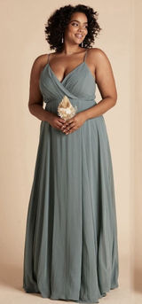 NEW Birdy Grey Kaia Sea Glass Chiffon Maxi Bridesmaid Dress Event Summer L Photo 0