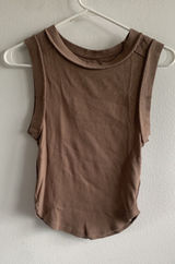 We The Free Free People Brown Ribbed Muscle Tank Top Curved Hem XS OB1085202 Photo 0