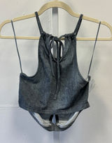 NWT Idem Ditto Washed Ruched Halter Crop Top S12786T-KB‎ Small Gray Streetwear Photo 0