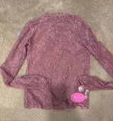 Mauve Lace Long-Sleeve Sheer Top Photo 0