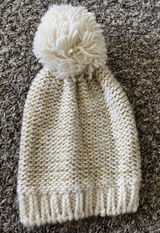 Aerie Women’s Winter Hat Ivory Knitted With Gold Sparkles Pom‎ Pom One Size Photo 0