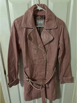 Wilsons Leather Maxima Womens Pink Leather Trench‎ Coat Belted Leopard Lining S Photo 0