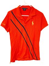 Ralph Lauren Sport Polo Size Large Orange & Blue Shirt Pima Cotton Short Sleeve Photo 0